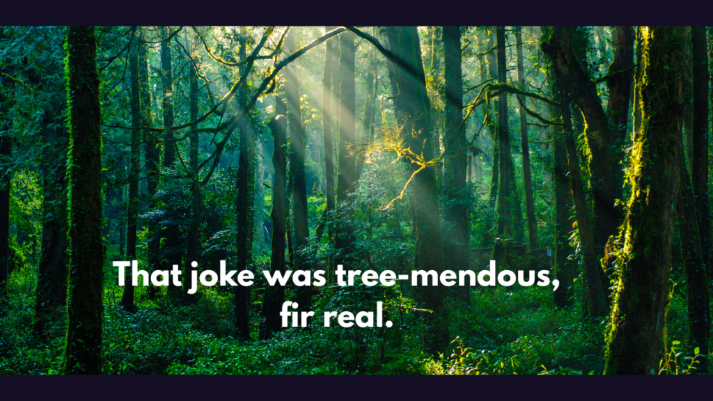 That joke was tree-mendous, fir real.