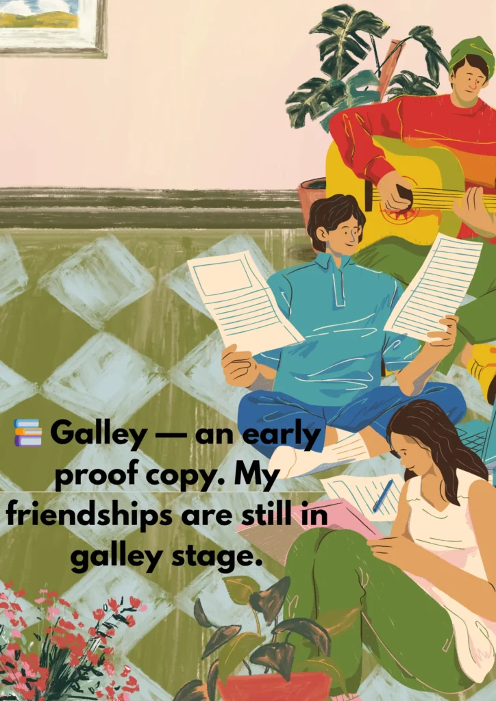 📚 Galley — an early proof copy. My friendships are still in galley stage.