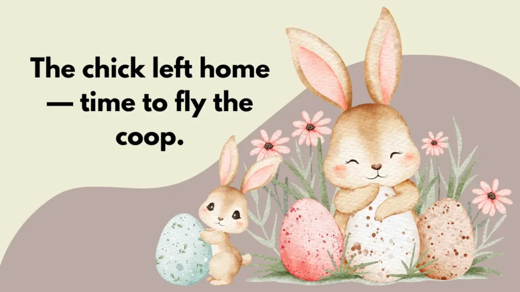 The chick left home — time to fly the coop.