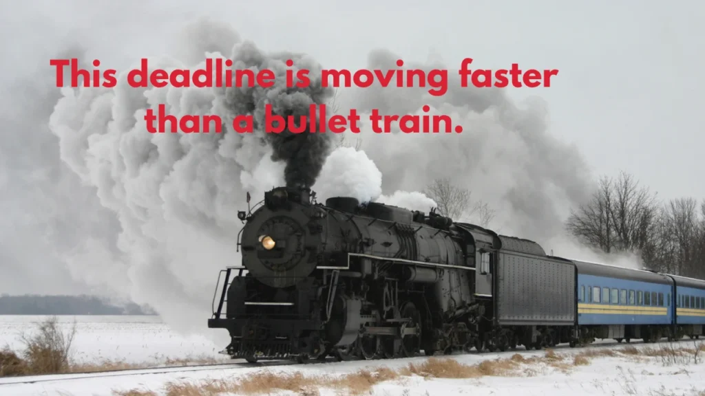 This deadline is moving faster than a bullet train.