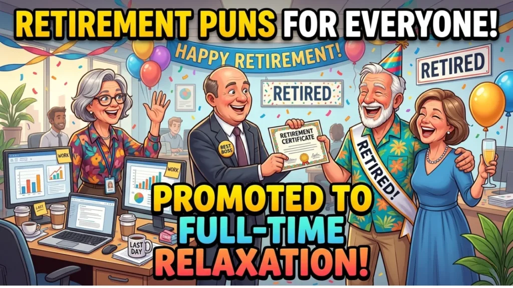 Retirement Puns for Cards, Mugs & Captions