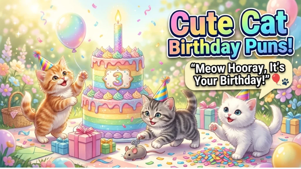 Cute and Clean One-Liner Cat Birthday Puns for Kids