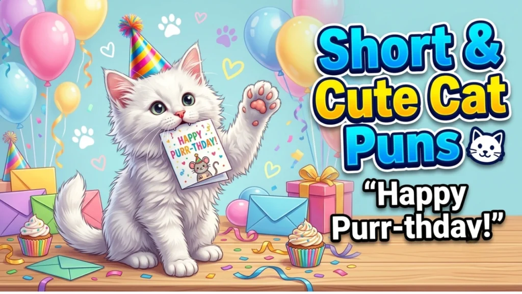 Short One-Liner Cat Birthday Puns for Cards and Text Messages