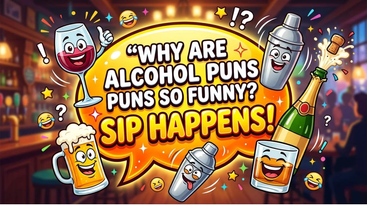 alcohol puns, funny alcohol puns, drinking puns, beer puns, hilarious one liners, drinking jokes, alcohol jokes, funny drinking jokes, beer jokes, 2026 puns